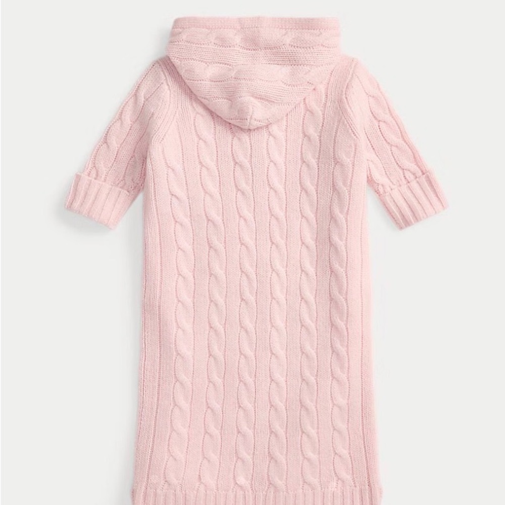 Ralph Lauren Pink Cable-Knit Cashmere Bunting 3-9 M. - Picture 2 of 7